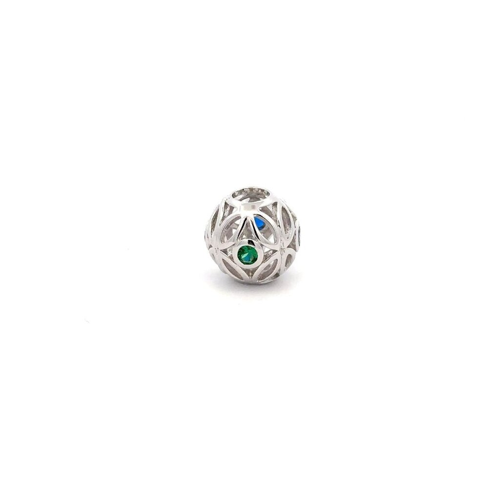 925 Sterling Silver Charm Bead Round Holiday Christmas For Charm Bracelet